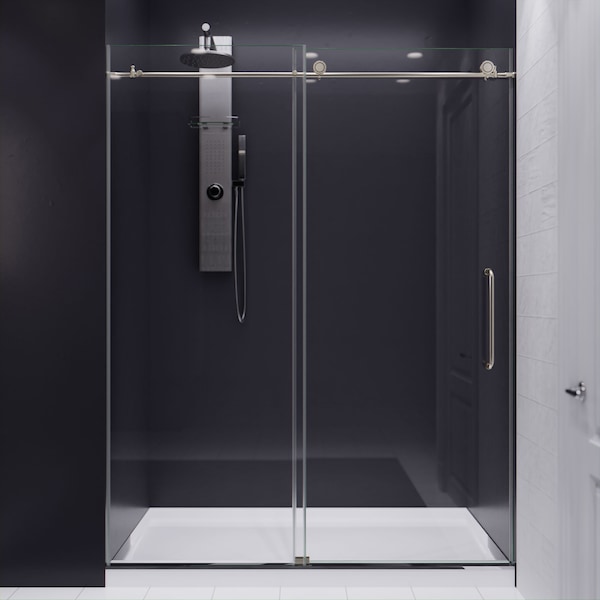 Anzzi Leon 60" by 76" Frameless Sliding Shower Door in Brushed Nickel SD-AZ8077-02BN - main